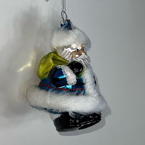 Holiday Lane Burgundy & Blush Plaid Clad Santa Christmas Ornament - Picture 3 of 8